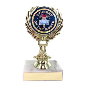 5-1/4 INCH TROPHY RISE WITH 2 INCH MYLAR STUDENT OF THE MONTH INSERT 