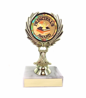5-1/4 INCH TROPHY RISE WITH 2 INCH PRINCIPAL'S AWARD MYLAR INSERT 