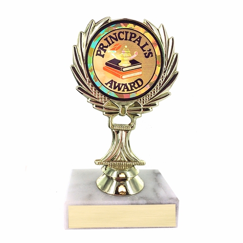 5-1/4 INCH TROPHY RISE WITH 2 INCH PRINCIPAL'S AWARD MYLAR INSERT 