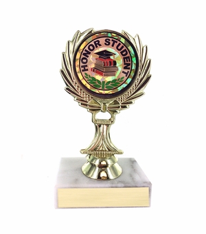 5-1/4 INCH TROPHY RISER WITH 2 INCH HONOR STUDENT MYLAR INSERT