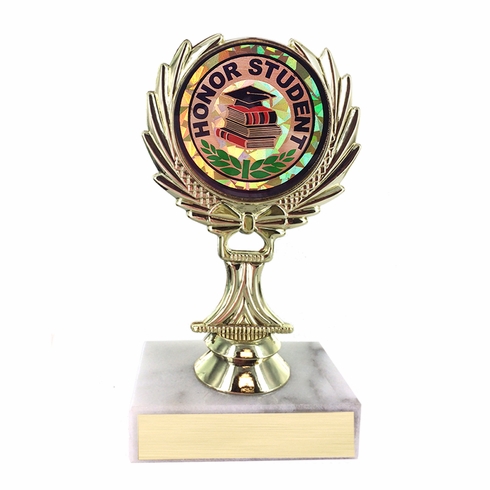 5-1/4 INCH TROPHY RISER WITH 2 INCH HONOR STUDENT MYLAR INSERT