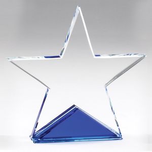 5-1/4 X 5-1/4 INCH CRYSTAL CUT STAR ON BLUE BASE