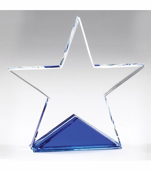 5-1/4 X 5-1/4 INCH CRYSTAL CUT STAR ON BLUE BASE