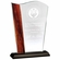 5-1/4 x 8-1/4 INCH OPTICAL CRYSTAL WAVE AWARD WITH BEVELED EDGES AND WOOD GRAIN ACCENT ON BLACK BASE