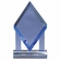 5-3/4 X 5-1/4 INCH DIAMOND SHAPE BLUE OPTICAL CRYSTAL AWARD