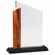 5-3/4 x 7-1/4 INCH OPTICAL CRYSTAL AWARD WITH BEVELED EDGES AND WOOD GRAIN ACCENT ON BLACK BASE