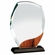 5-3/4 x 7-1/4 INCH OPTICAL CRYSTAL BEVELED ROUND AWARD WITH WOOD GRAIN ACCENT ON BLACK BASE