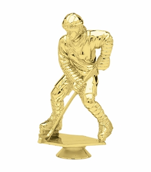 5-3/8 INCH GOLD PLASTIC FEMALE HOCKEY PLAYER TROPHY FIGURE