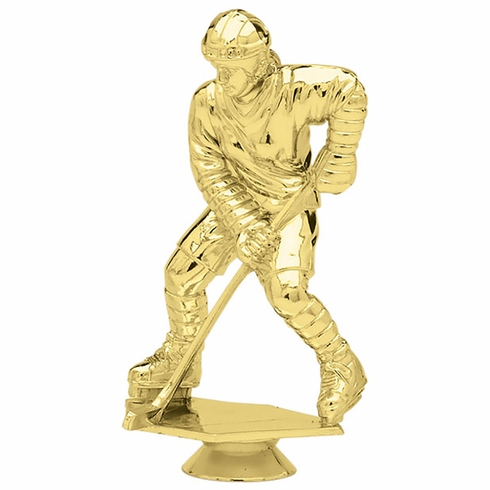  5-3/8 INCH GOLD PLASTIC FEMALE HOCKEY PLAYER TROPHY FIGURE