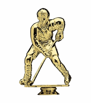 5-3/8 INCH GOLD PLASTIC MALE HOCKEY PLAYER TROPHY FIGURE