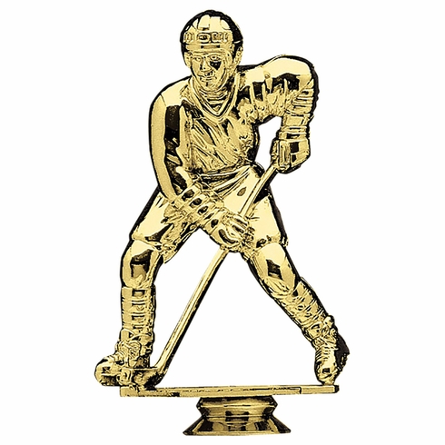 5-3/8 INCH GOLD PLASTIC MALE HOCKEY PLAYER TROPHY FIGURE