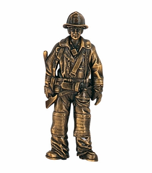 5-5/8 INCH ANTIQUE BRASS FIREMAN PLAQUE MOUNT