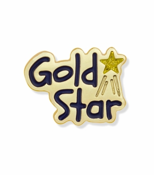 5/8 Inch in Width Etched-Enameled Gold Star Pin