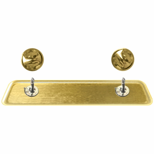 5/8" X 2-1/2" SATIN BRASS NAME BADGE WITH FUSED POSTS AND CLUTCH BACK
