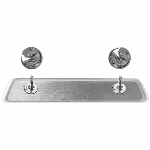 5/8" X 2-1/2" SATIN NICKEL NAME BADGE WITH FUSED POSTS AND CLUTCH BACK