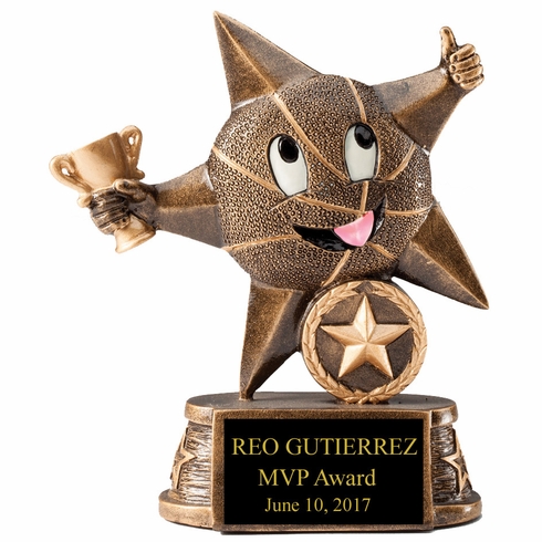 5" BASKETBALL PARTICIPATION RESIN STAR TROPHY 