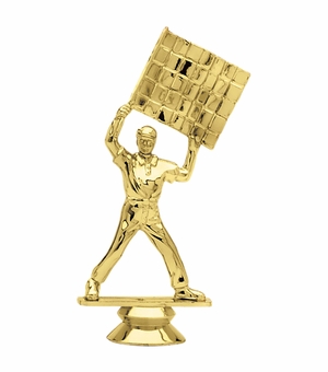 5 INCH GOLD PLASTIC AUTO RACING FLAGMEN FIGURE