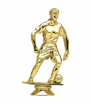 5 INCH GOLD PLASTIC FEMALE SOCCER FORWARD TROPHY FIGURE