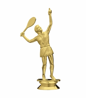 5 INCH GOLD PLASTIC FEMALE TENNIS PLAYER TROPHY FIGURE