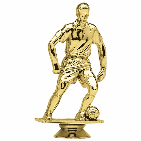 5 INCH GOLD PLASTIC MALE SOCCER FORWARD TROPHY FIGURE
