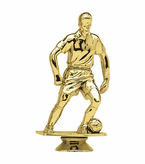 5 INCH GOLD PLASTIC MALE SOCCER FORWARD TROPHY FIGURE