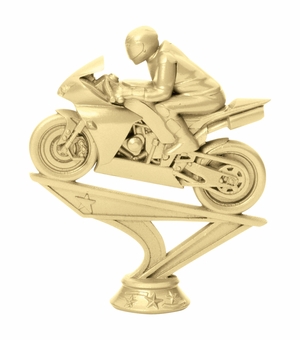 5 INCH GOLD PLASTIC RACING MOTORCYCLE TROPHY FIGURE