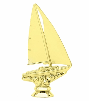 5 INCH GOLD PLASTIC SAILBOAT TROPHY FIGURE