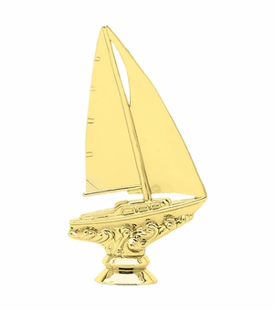 5 INCH GOLD PLASTIC SAILBOAT TROPHY FIGURE