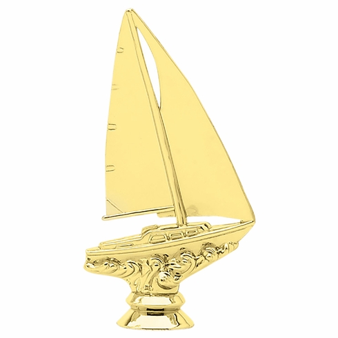 5 INCH GOLD PLASTIC SAILBOAT TROPHY FIGURE