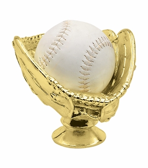 5 INCH GOLD PLASTIC SOFTBALL GLOVE TROPHY FIGURE/HOLDER