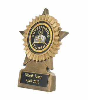 5 INCH GOLD STAR RESIN TROPHY, TAKES 2 INCH INSERT