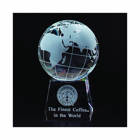 5 INCH OPTICAL CRYSTAL GLOBE ON BASE