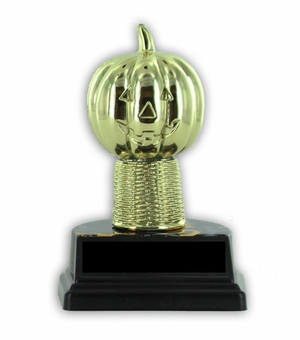 5 INCH PUMPKIN TROPHY ON BLACK & GOLD SIMULATED MARBLE BASE
