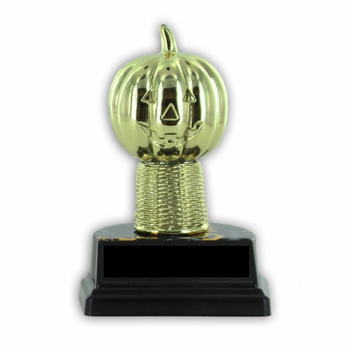 5 INCH PUMPKIN TROPHY ON BLACK & GOLD SIMULATED MARBLE BASE
