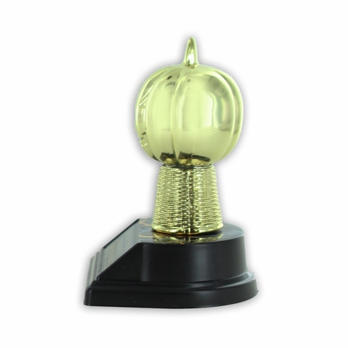 5 INCH PUMPKIN TROPHY ON BLACK & GOLD SIMULATED MARBLE BASE