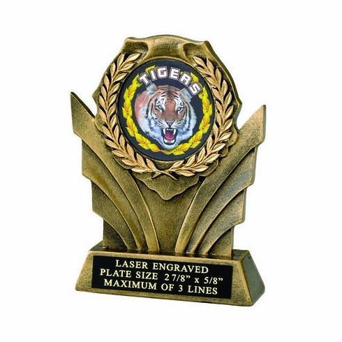 5 INCH  RESIN WREATH TROPHY, 2 INCH  MYLAR - No Plate