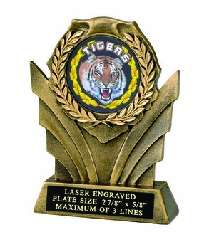 5 INCH  RESIN WREATH TROPHY, 2 INCH  MYLAR - No Plate