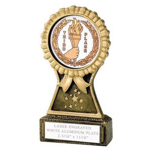 5 INCH  ROSETTE RESIN TROPHY, 2 INCH  MYLAR - No Plate