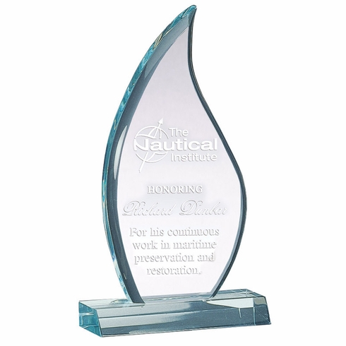 5" x 10-1/2" x 3/4" JADE COLORED ACRYLIC FLAME SHAPE AWARD