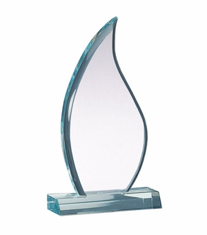 5" x 10-1/2" x 3/4" JADE COLORED ACRYLIC FLAME SHAPE AWARD