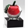 5 X 3-1/2 INCH OPTICAL APPLE CRYSTAL AWARD TROPHY ON BLACK BASE 