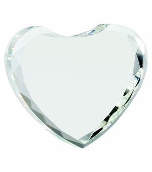 5 x 4-1/2 INCH OPTICAL CRYSTAL MULTIPLE FACET HEART AWARD