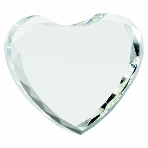 5 x 4-1/2 INCH OPTICAL CRYSTAL MULTIPLE FACET HEART AWARD