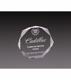 5" x 5" x 1" CORPORATE CLEAR ACRYLIC OCTAGON SHAPE AWARD FREE STANDING