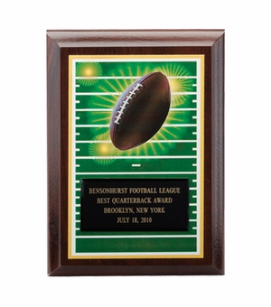 5 X 7 INCH FOOTBALL DIGITAL PHOTO PLAQUE WITH BLACK ENGRAVING PLATE