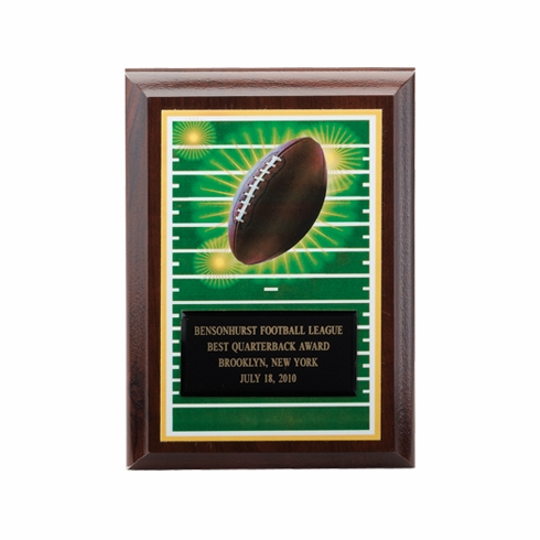 5 X 7 INCH FOOTBALL DIGITAL PHOTO PLAQUE WITH BLACK ENGRAVING PLATE
