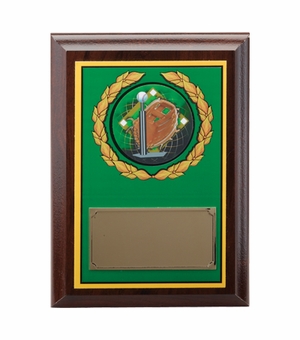 5 X 7 INCH GREEN DIGITAL PHOTO PLAQUE WITH GOLD ALUMINUM ENGRAVING PLATE TAKES MYLAR MYLAR