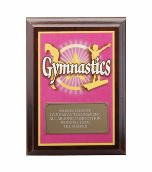 5 X 7 INCH GYMNASTIC DIGITAL PHOTO PLAQUE WITH GOLD ALUMINUM ENGRAVING PLATE