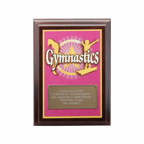 5 X 7 INCH GYMNASTIC DIGITAL PHOTO PLAQUE WITH GOLD ALUMINUM ENGRAVING PLATE