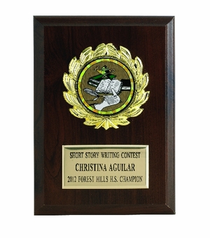 5 X 7 INCH PLAQUE WITH BLACK PLATE, PLASTIC WREATH TAKES INSERT